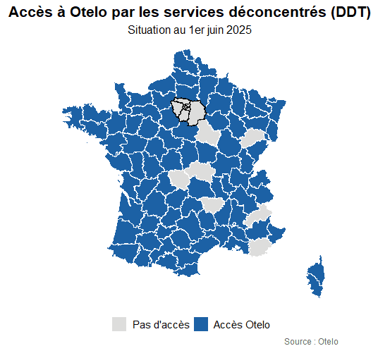 Carte des DDT utilisant Otelo en juin 2025
